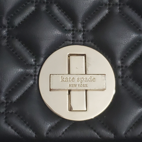 Kate spade quilted crossbody Black Hot Pink interior EUC - Picture 3 of 16